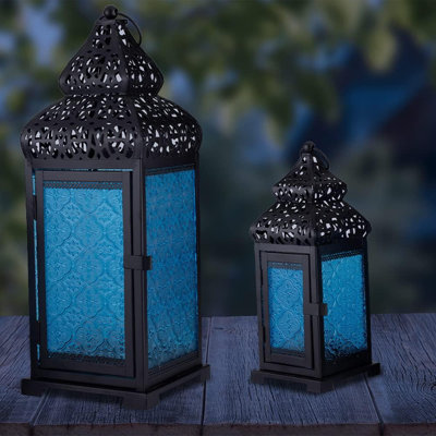 Ensemble de 2 lanternes marocaines noires en métal