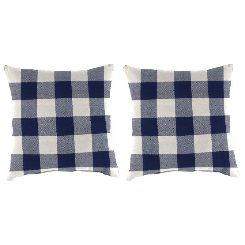 Coussin extérieur 16 po x 16 po (ensemble de 2), Carreaux bleu marine Buffalo