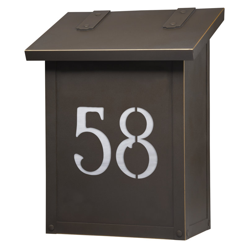 Boîte aux lettres murale classique, Bronze architectural, Blanc vaporeux, Oui