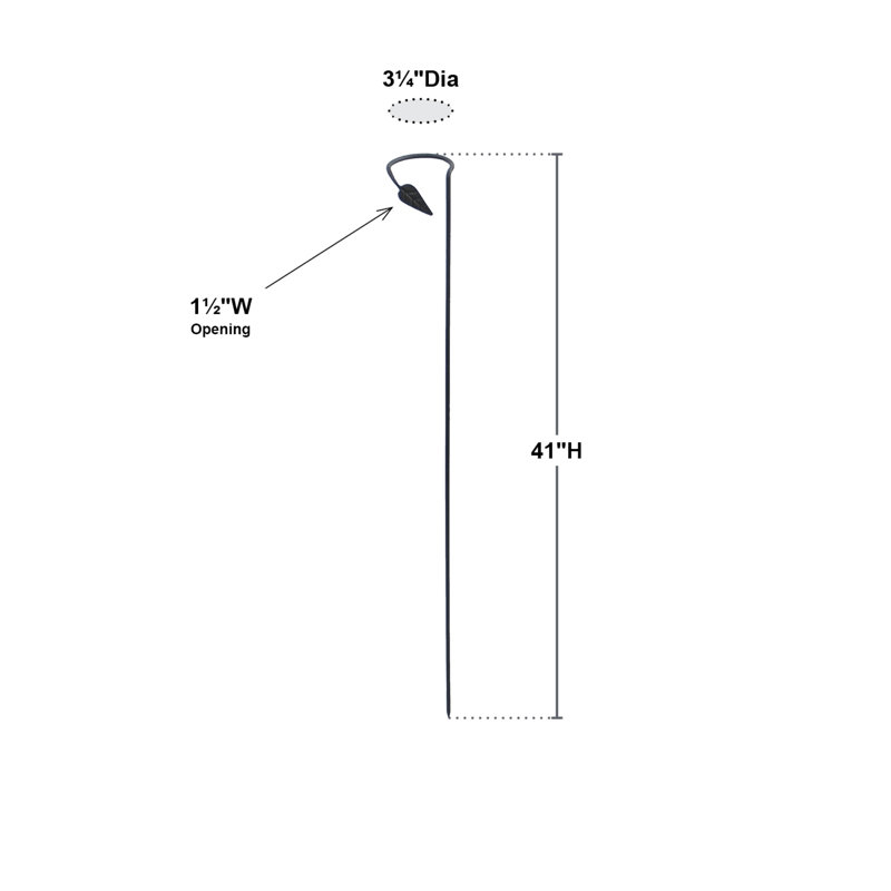 Black Wrought Iron 40-Inch Plant Support Stakes, Set of 6