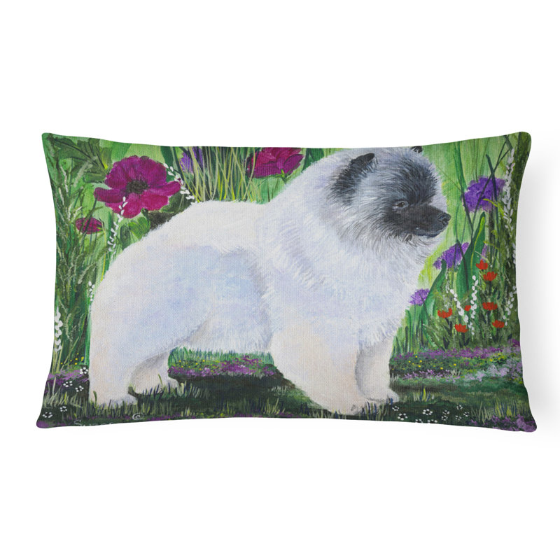 Coussin décoratif intérieur / extérieur blanc / vert Keeshond