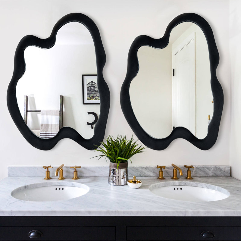 Miroir asymétrique en bois manufacturé Debanhy, 36 po x 28 po, Noir