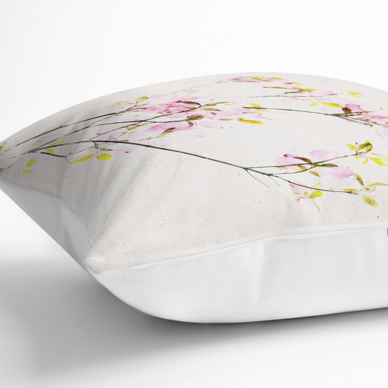 Floral Square Throw Cushion, 40cm H x 40cm W x 15cm D, White