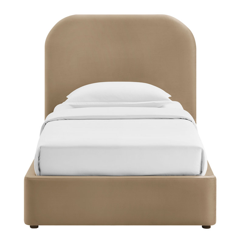 Structure de lit plateforme en velours Doron, Lit simple, Taupe