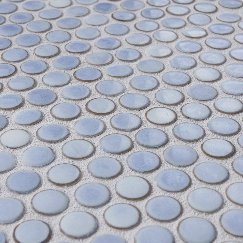 Hudson Penny Round .80" x .80" Porcelain Penny Round Mosaic Wall & Floor Tile, Frost Blue