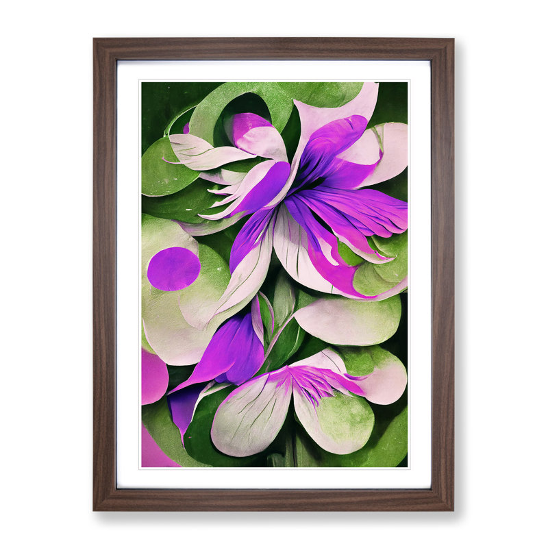 Abstract Flower Art No.2 - Framed Print, 64cm H x 46cm W, Brown