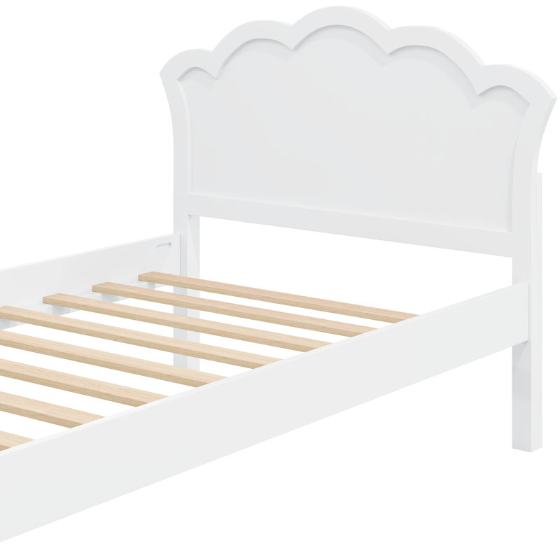 Lit plateforme en bois avec tête de lit et deux tiroirs