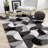 Brue Modern Grey Black White Low-Pile High-Traffic Area Rug-90782009