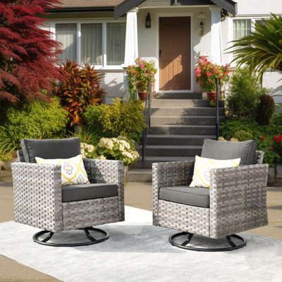 Outdoor Bobia Rocking Wicker Chair with Cushions by Latitude Run