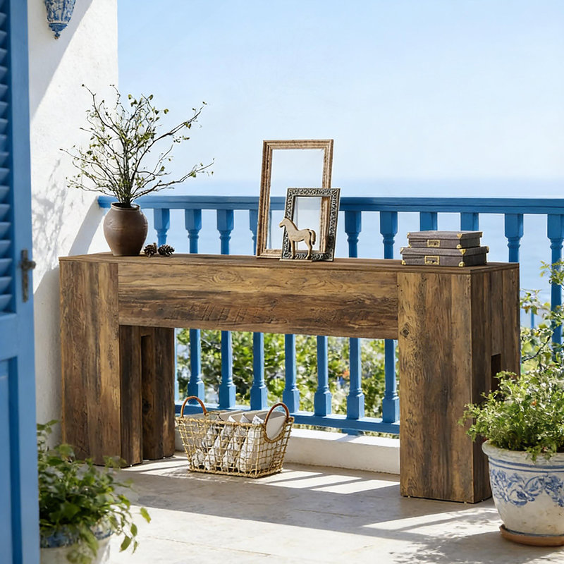 Console rustique avec dessus renforcé renforcé, parfaite pour les couloirs et les vestibules, Brun rustique