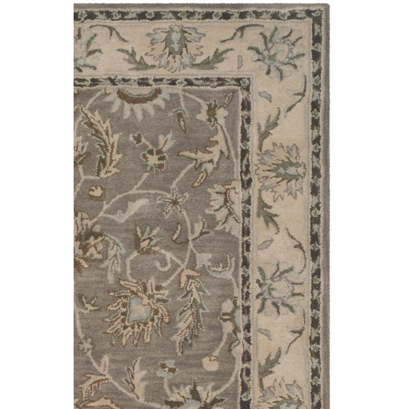 Tapis gris / beige en laine touffeté à la main Tressler, Rectangle 2 pi x 3 pi