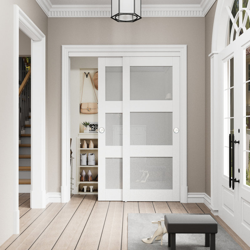Porte de garde-robe coulissante en verre givré 80 po, 60 po x 80 po