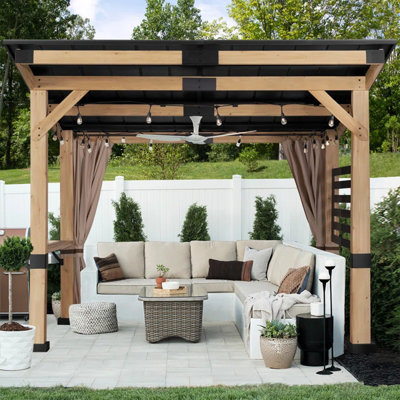 12 Ft. W X 10 Ft. D Cedar Wood Patio Gazebo
