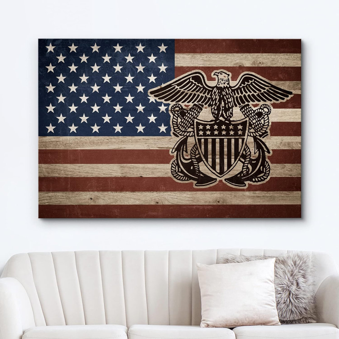 Country Flag " Retro Vintage American Flag Eagle Crest Symbol " IDEA4WALL