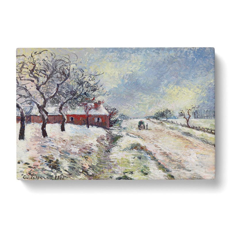 Snowy Road With House by Camille Pissarro - Wrapped Canvas Painting, 35cm H x 50cm W x 3cm D