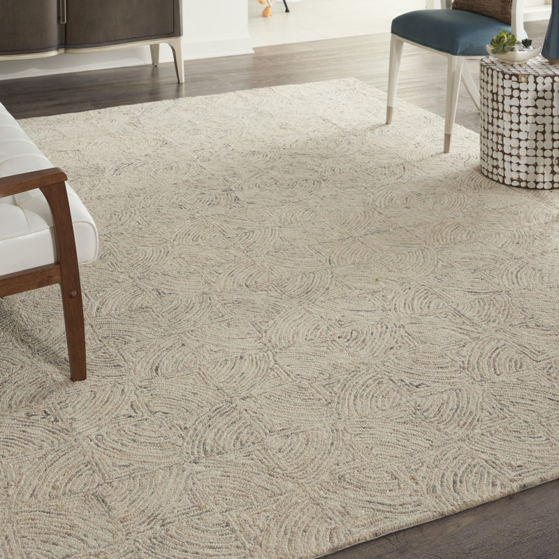 Tapis ivoire fait à la main Jodie, Rectangle 8 pi x 10 pi 6 po