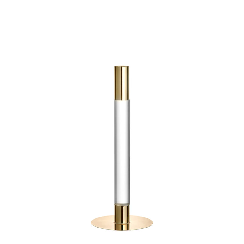 Lumiere Glass, Metal Tabletop Candlestick, Gold, 10.4" H x 4.1" W x 4.1" D