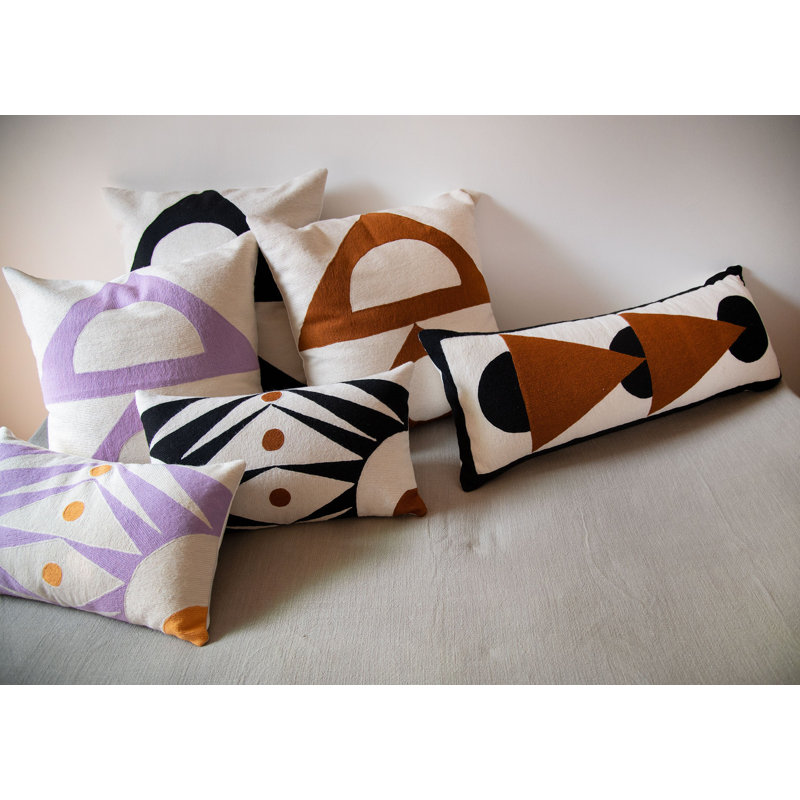 Zaza Wool Lumbar Pillow Cover, Black/Brown