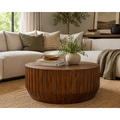 TABLE DE CAFÉ EN CAOUTCHOUC NOYER