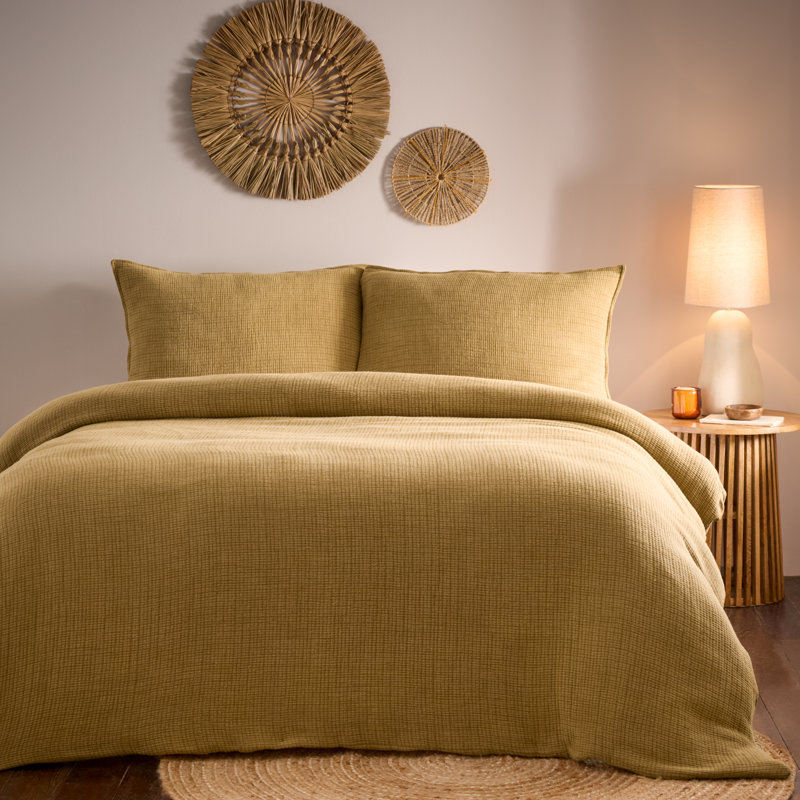 Ribble Cotton Solid Colour Duvet Cover Set with Pillowcases Included, Super King Duvet Cover + 2 Standard Pillowcases 
