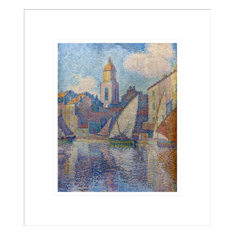 Le clocher de Saint-Tropez par Paul Signac - Estampe numérique encadrée, H 15,73 po x l 13,75 po