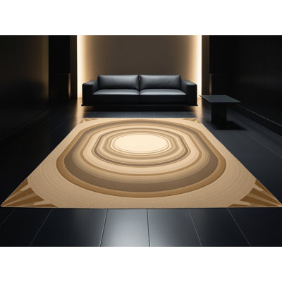 Tapis arc-en-ciel doux moelleux et moelleux de voyage à motif art déco brun et beige