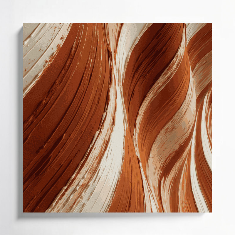 Diagonalstripes rouille crème beige, art mural sur toile, H 8 po x l 8 po