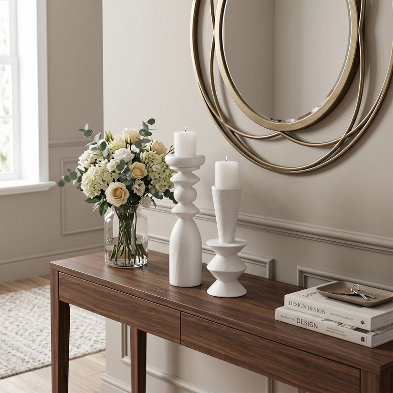 Porte-chandelier sculptural en bois pour bougies coniques et piliers, décor de maison de campagne moderne bohème fabriqué à la main, disponible en 2 tailles