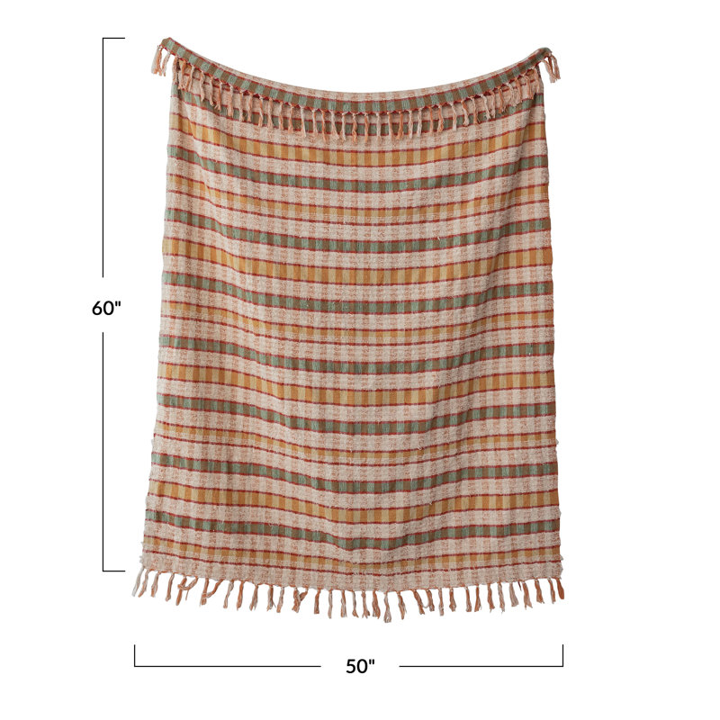 Artisan Striped Cotton Throw with Fringe