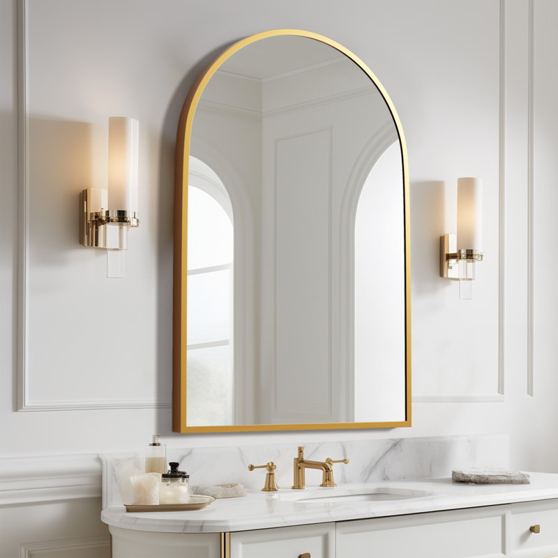 Margulies Metal Arch Mirror, Black, 36" H x 24" W