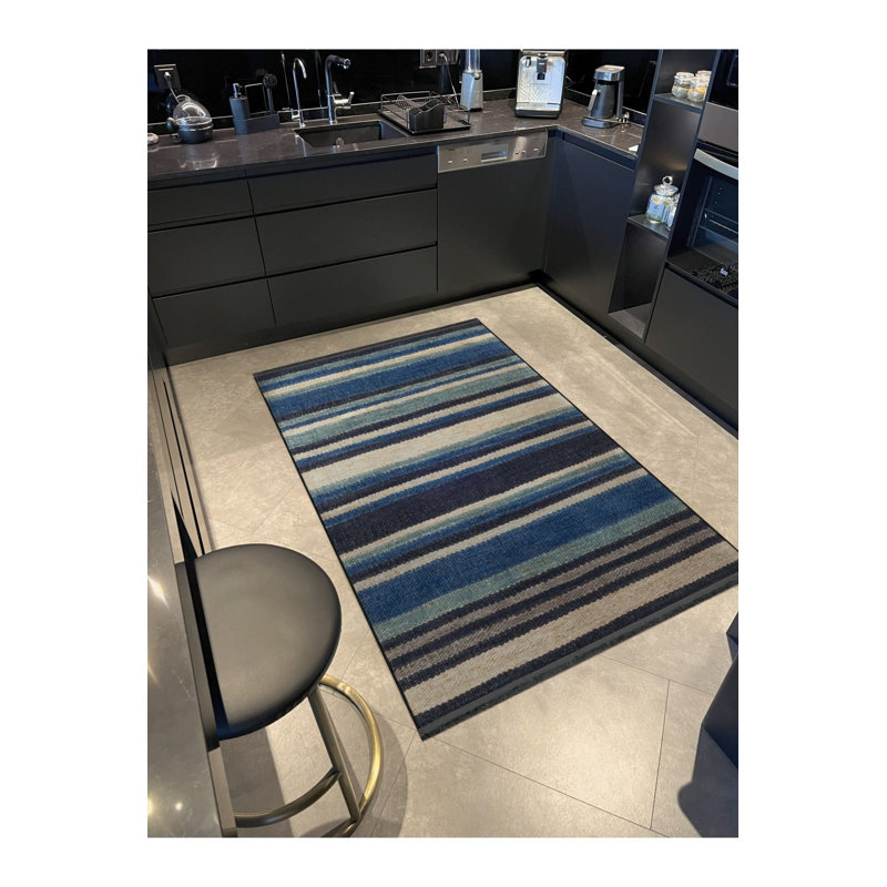 Tapis à rayures bleues, Sous-tapis rectangulaire de 3 pi 3 po x 4 pi 11 po