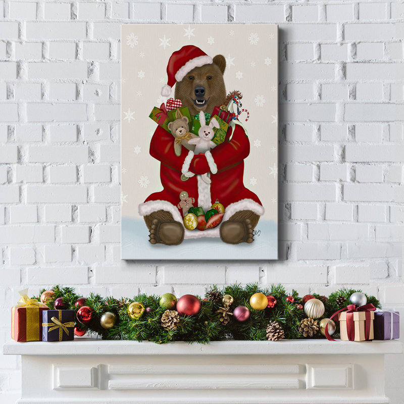 Christmas Christmas Christmas, câlin d'ours sur toile, H 36 po x l 24 po x P 1,5 po