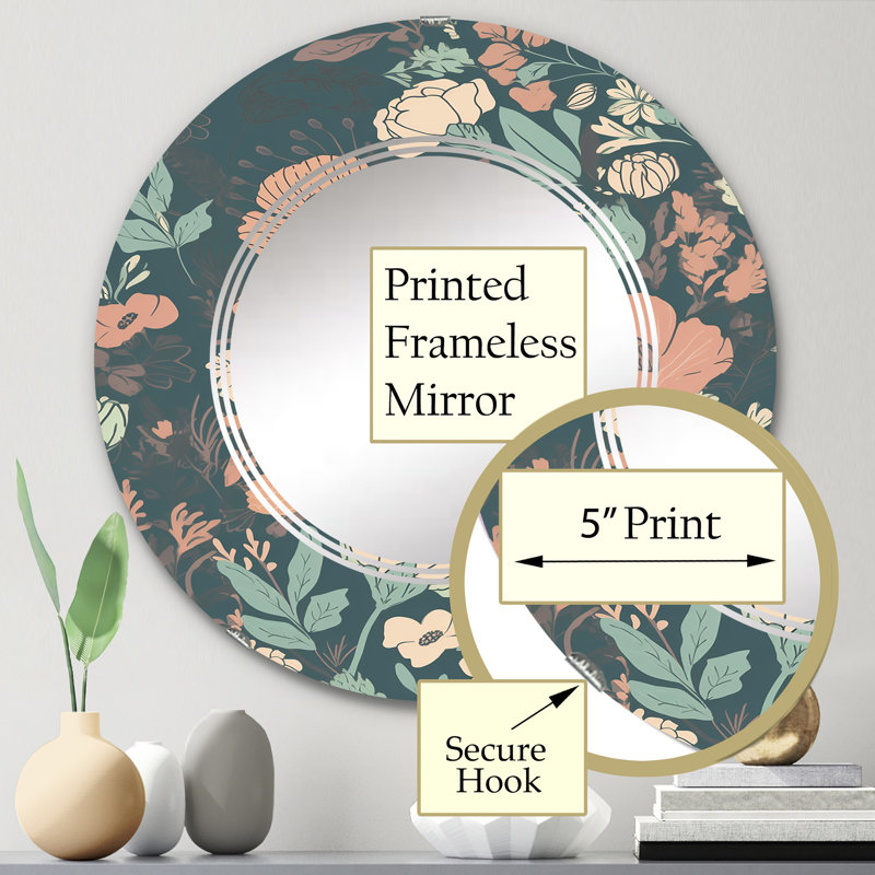 Clymene - Miroir mural moderne rond, 24 po x 24 po