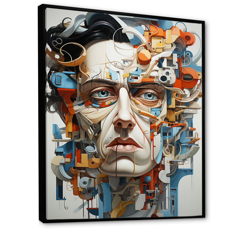 Ferruccio surréalisme métamorphique Portrait II sur toile, H 20 po x l 12 po x P 1 po, Cadre flottant noir