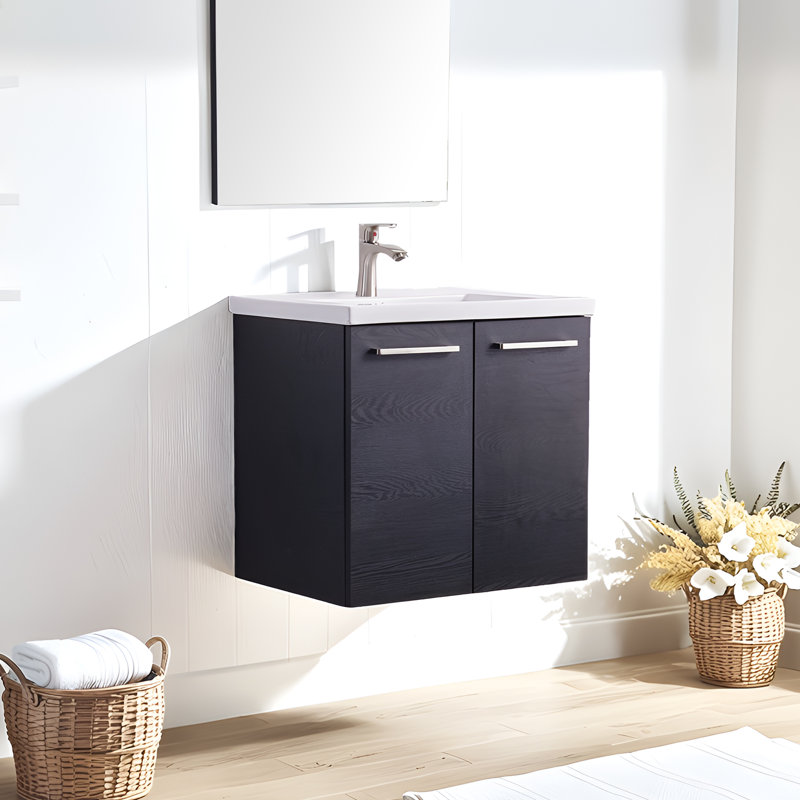 Ensemble de meuble-lavabo mural simple 2 portes Nananne