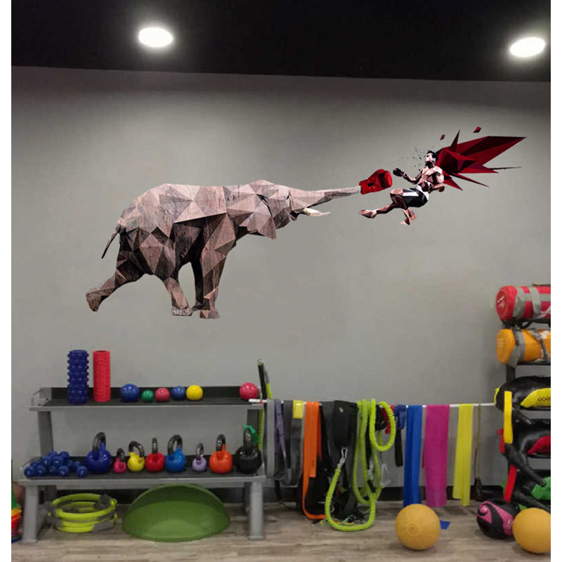 Adhésif décoratif en forme d’éléphant polygonale, GD103 (46x95)