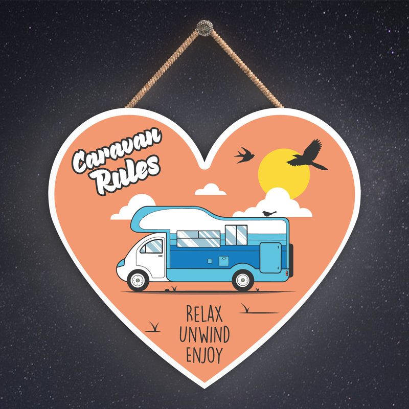 Caravan Rules - Novelty Print on MDF, 9cm H x 10cm W x 0.5cm D