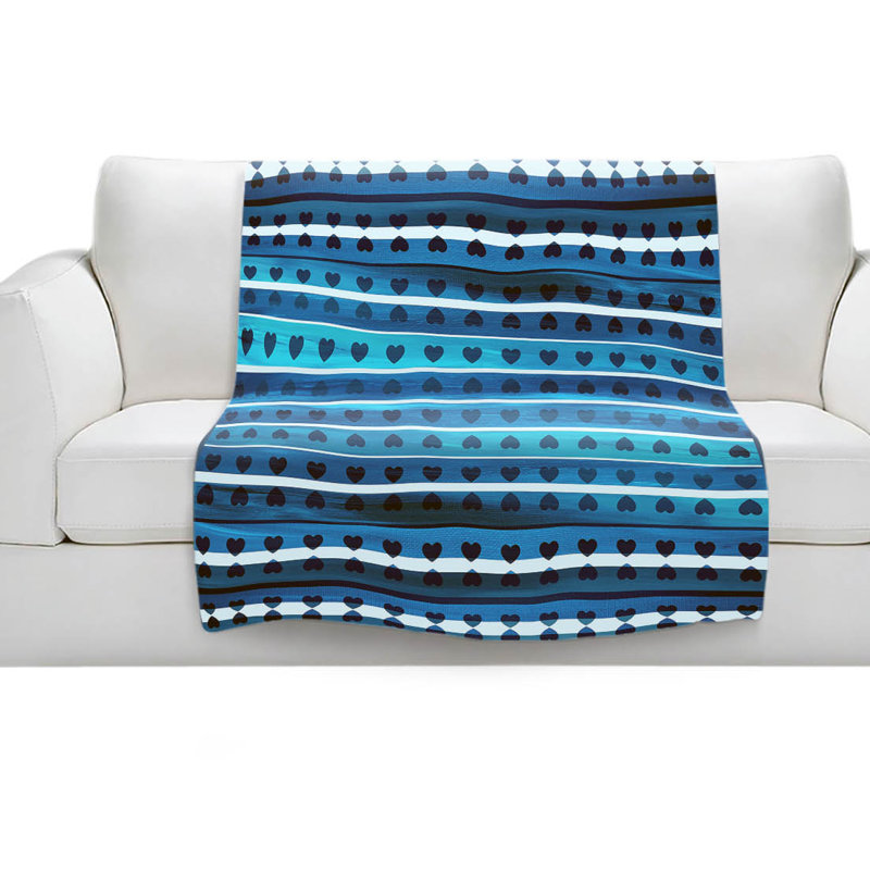Couverture sherpa doux love love blue, l 68 po x L 80 po