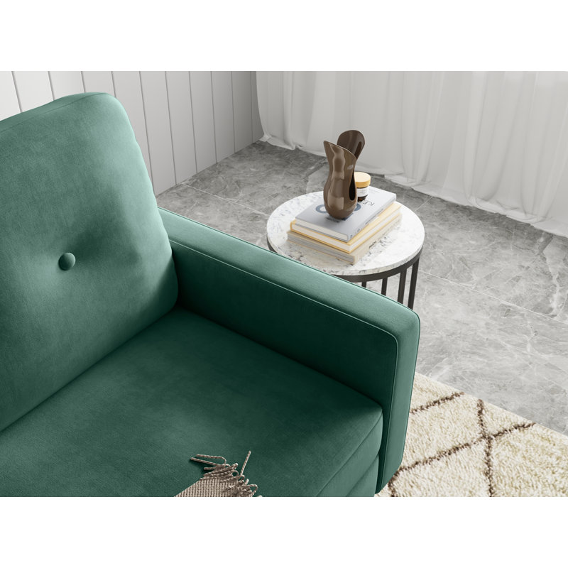 Canapé à accoudoirs carrés 70 po Mattea, Polyester 100 % turquoise