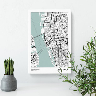 Map Liverpool UK - Wrapped Canvas