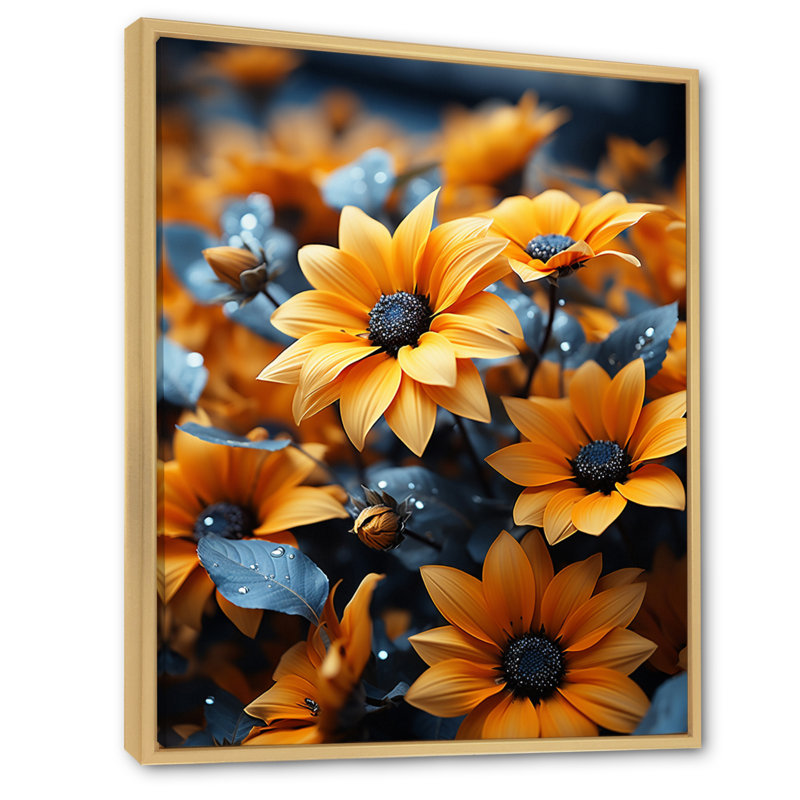 Tournesols jaunes de Davani II - impression, H 32 po x l 16 po x P 1 po, Cadre naturel flottant