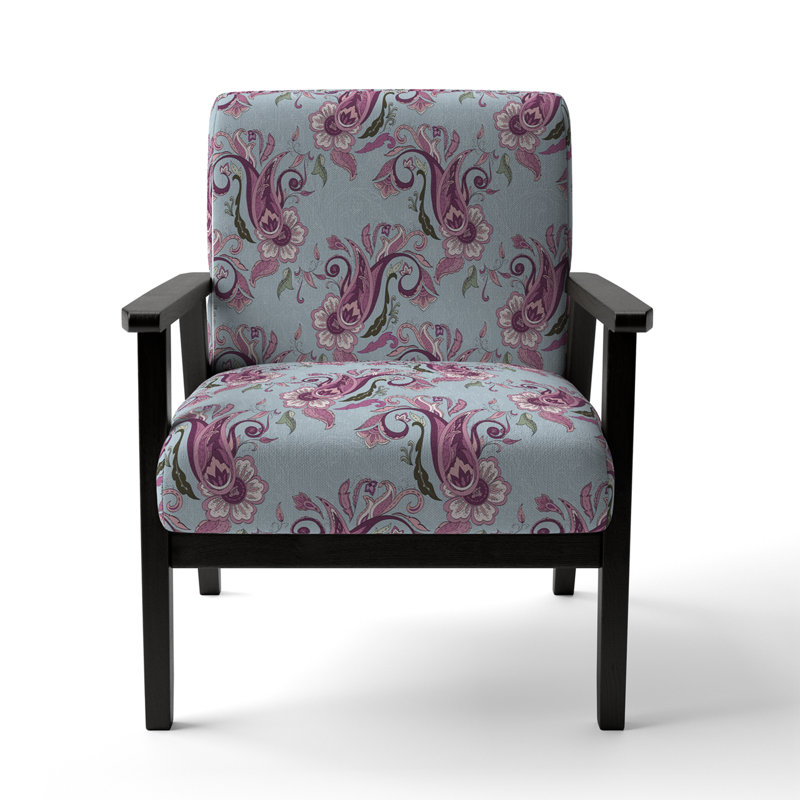 Pink Floral Paisley - Upholstered Patterned Accent Arm Chair