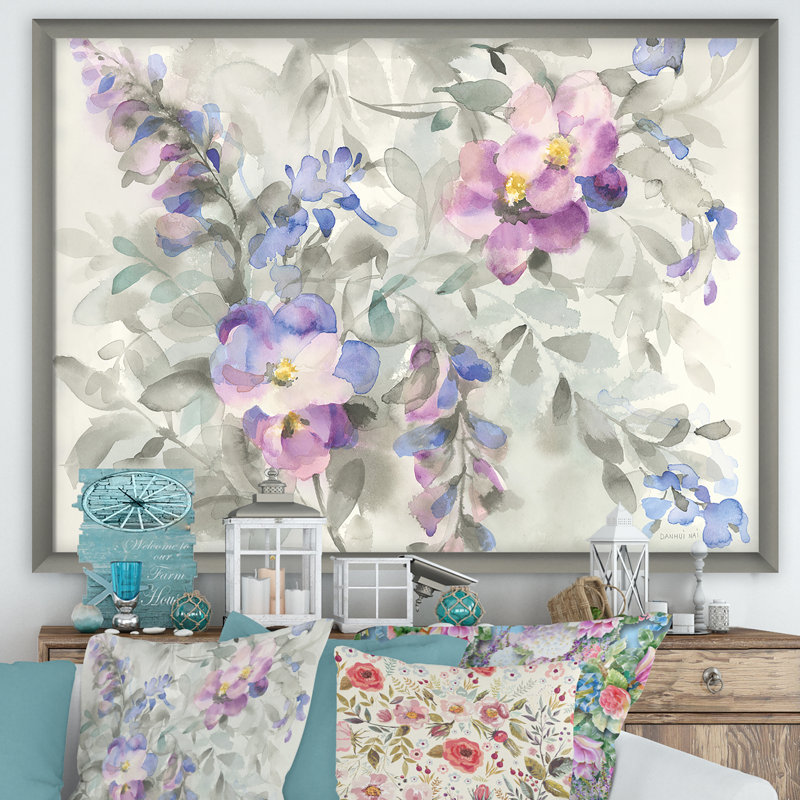 Cadre photo « jardin rêves fleur », reproduction d’art sur toile, H 36 po x l 46 po x P 1,5 po, Cadre argenté