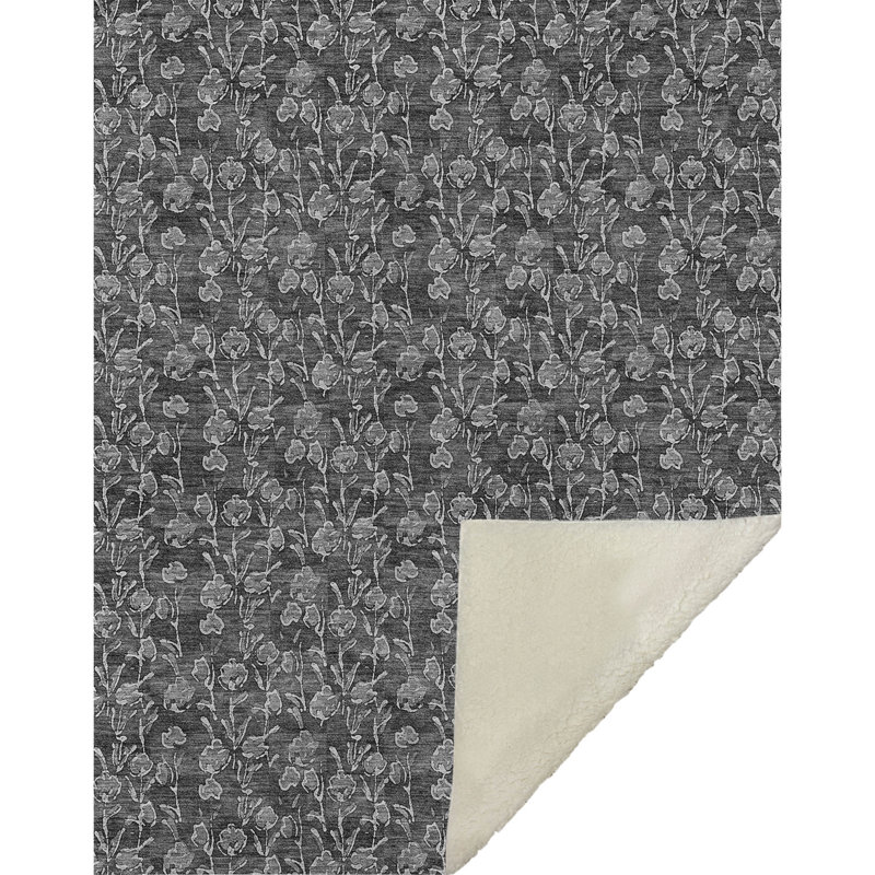 Jeté floral Sherpa ASB692 Addison, Gris
