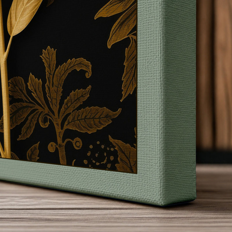 Golden Gerbera Botanical - Wrapped Canvas, 30x20 - 76.2 x 50.8 cm, Sage Border