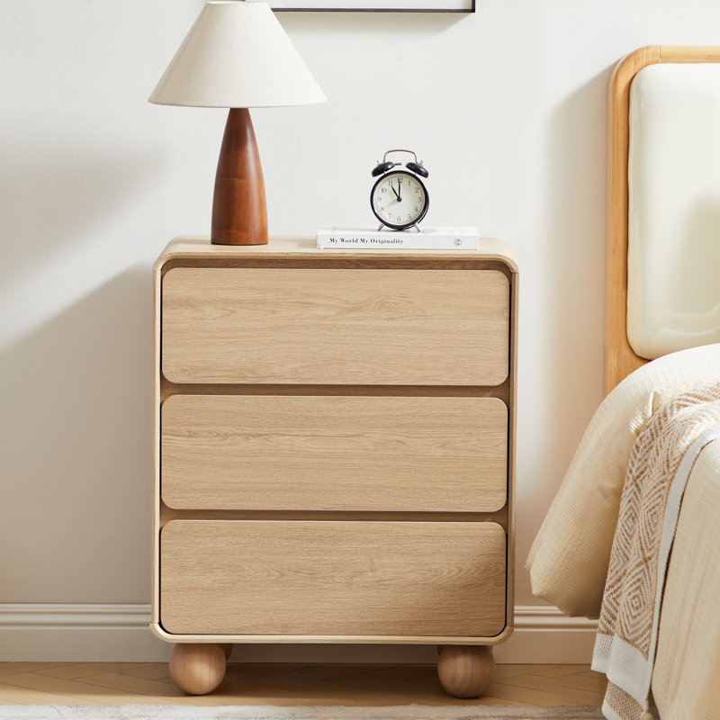 23.6''W 3-Drawer Nightstand, Natural