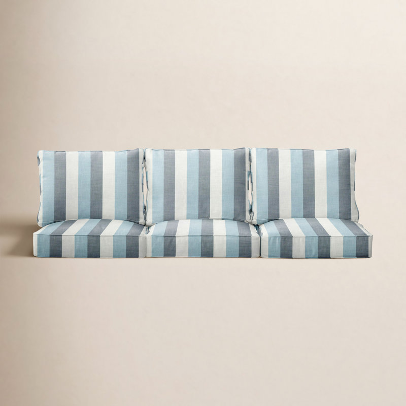 Minorca Outdoor Sunbrella Seat/Back Cushion, Blue Stripe Sunbrella®, 27" W x 29" D