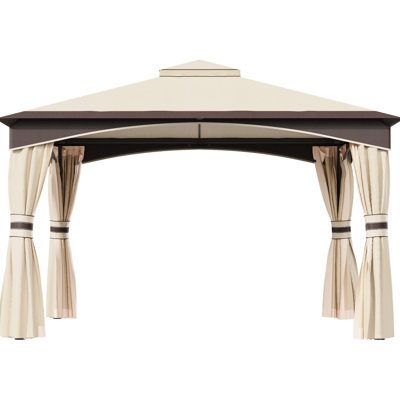 Patio Gazebo Canopy With 2 Roof And Steel Support, Fully Enclosed, Water Proof, For Backyard Garden 10' X 12' Frame, Lawn, Garden, Backyard,