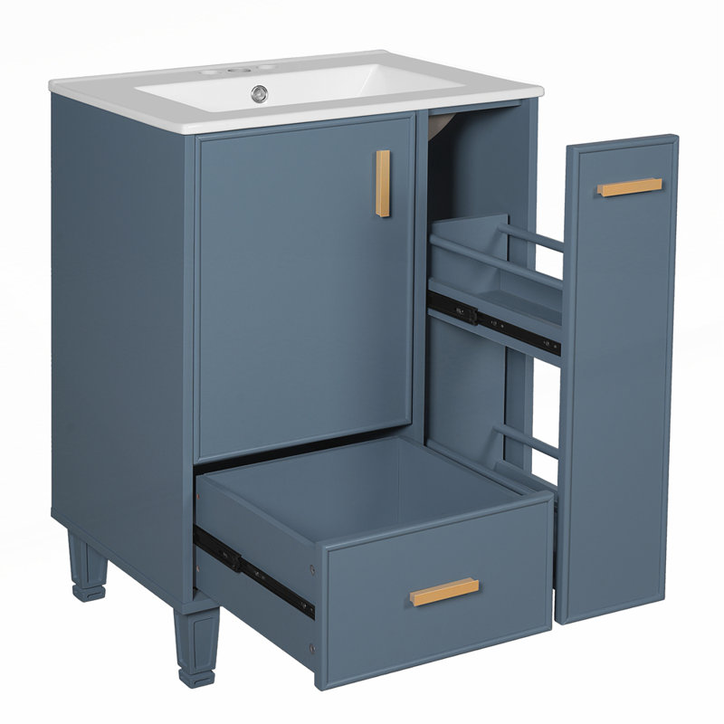 Meuble-lavabo moderne et élégant avec lavabo en céramique et grand espace de rangement durable et facile à installer