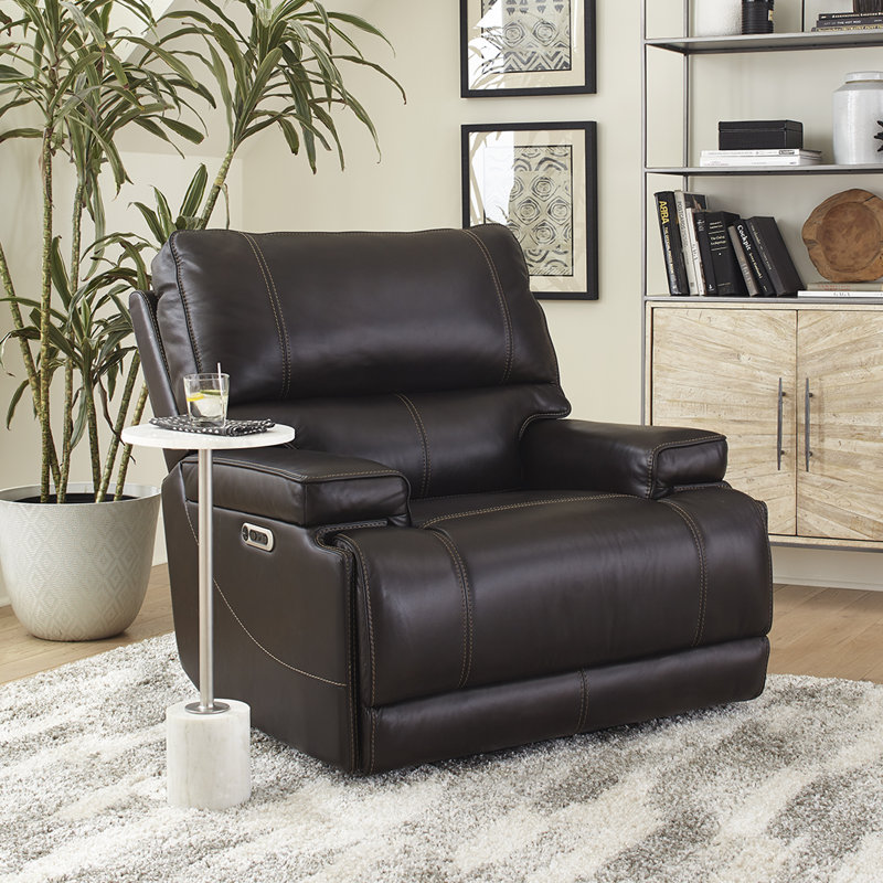 Adlan 41" Top Grain Leather Cordless Power Recliner with Adjustable Headrest - Powered By Freemotion Arms Two Pack